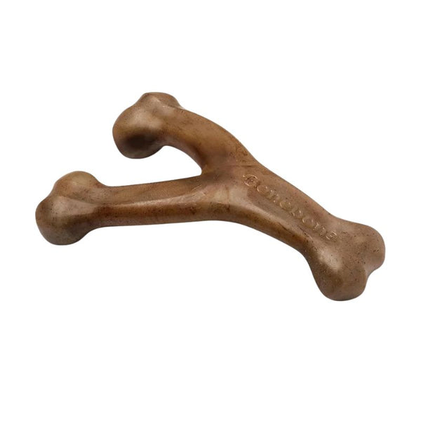 Durable Nylon Wishbone Dog Chew Toy with Real Bacon Flavor