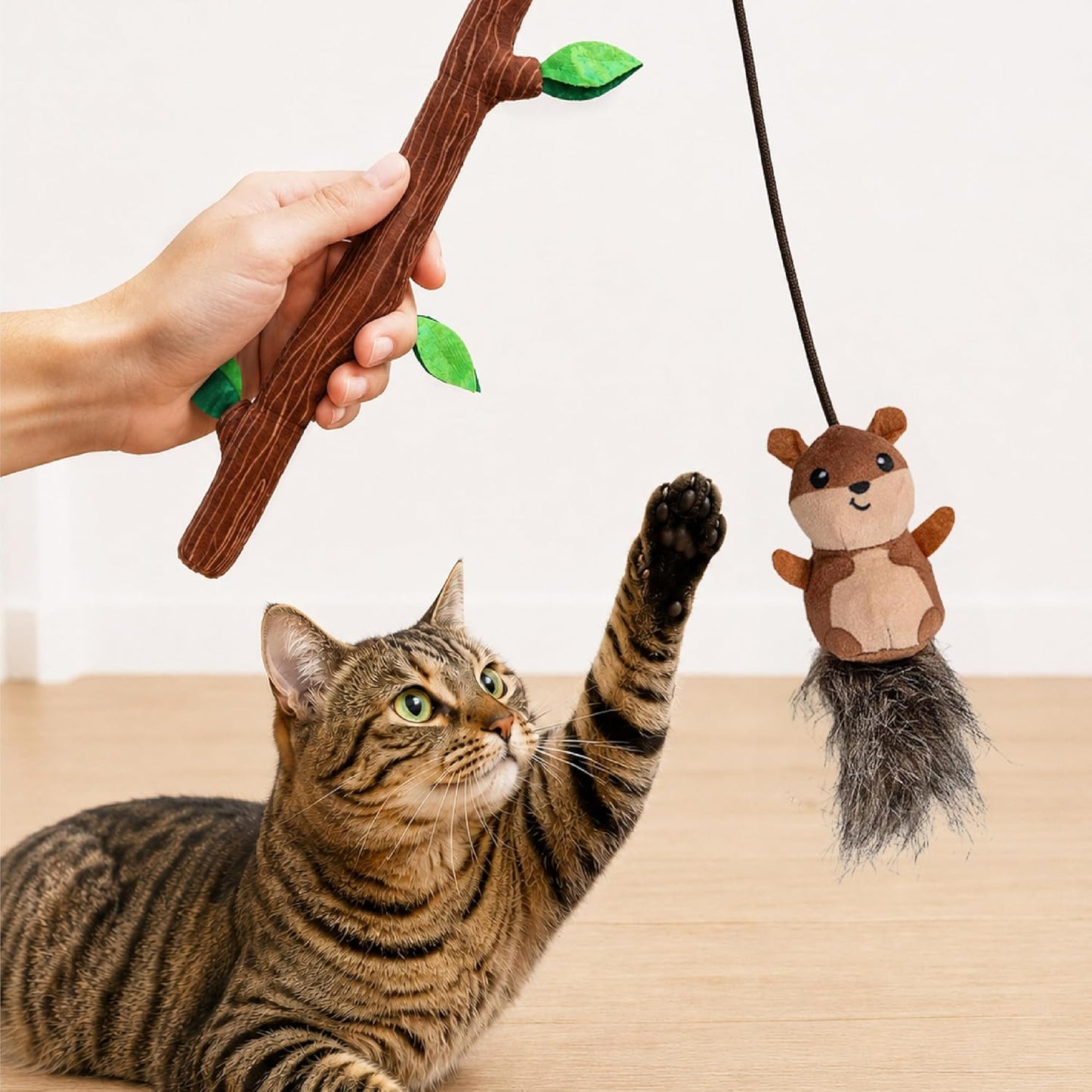 Plush Branch and Catnip Squirrel Wand Cat Toy