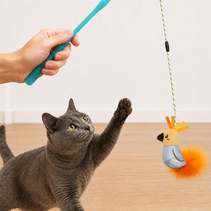 Interactive Bird Teaser Wand Toy for Indoor Cats 14in
