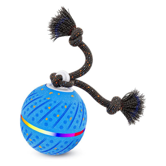 Interactive Bouncing Dog Toy Ball with Rope Handle 3in