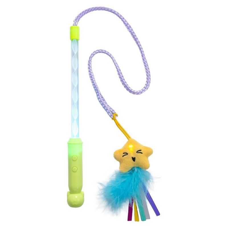 Light-Up Star Teaser Wand Toy for Indoor Cats 12.1in